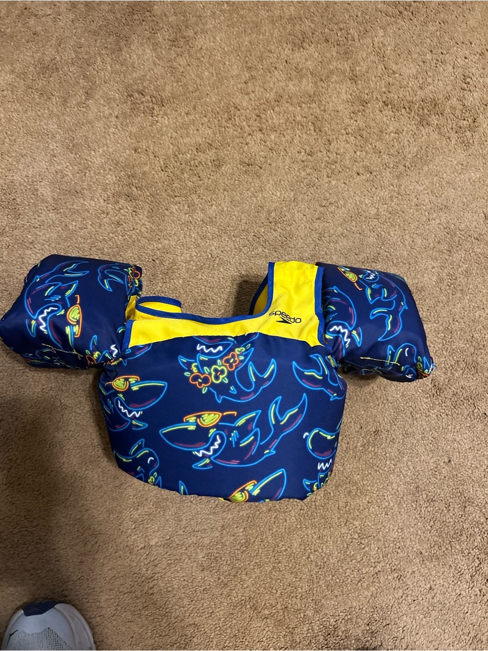 Speedo Yellow and Navy Kids Shark Print Swim Vest